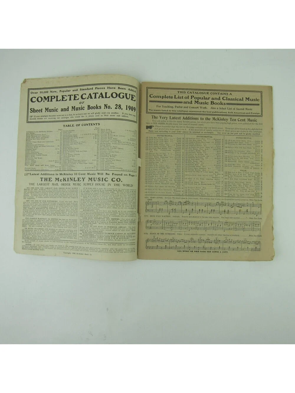 McKinley Music Co Catalog of Sheet Music Chicago New York Antique 1909 RARE